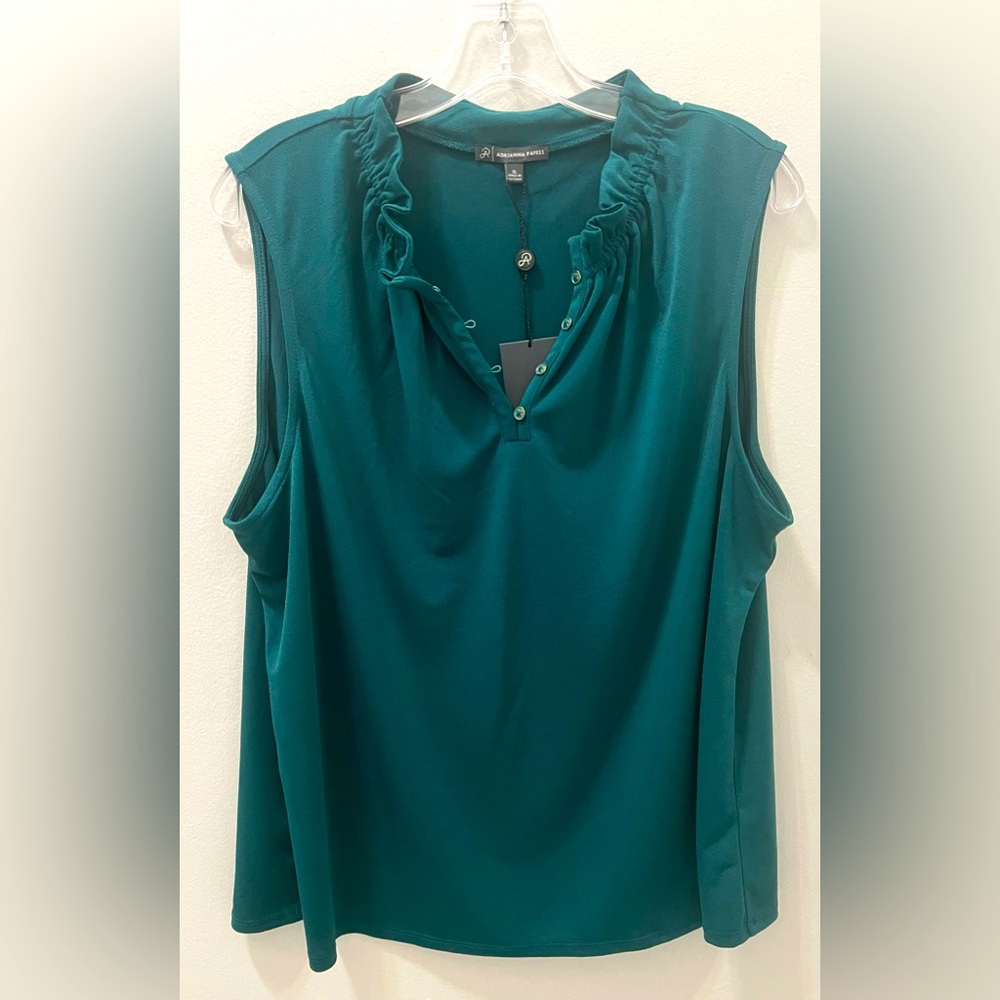 New Adrianna Papell Button Placket Sleeveless Top